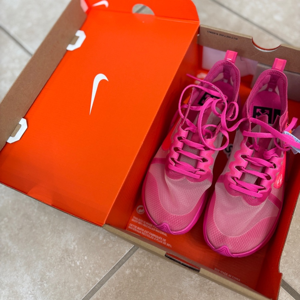 Nike x Off-White Zoom Fly SP "Tulip Pink" (mens 7.5, women’s 9) Limited Edition - Picture 6 of 7